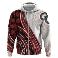 Bula Fiji Vintage Tapa Hoodie Kaivity Masi Wave Motifs - Red
