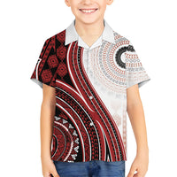 Bula Fiji Vintage Tapa Kid Hawaiian Shirt Kaivity Masi Wave Motifs - Red