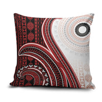 Bula Fiji Vintage Tapa Pillow Cover Kaivity Masi Wave Motifs - Red LT7 Red - Polynesian Pride