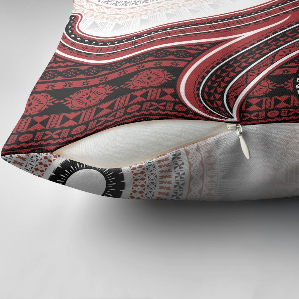 Bula Fiji Vintage Tapa Pillow Cover Kaivity Masi Wave Motifs - Red LT7 - Polynesian Pride