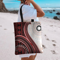 Bula Fiji Vintage Tapa Tote Bag Kaivity Masi Wave Motifs - Red