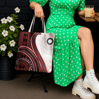 Bula Fiji Vintage Tapa Tote Bag Kaivity Masi Wave Motifs - Red