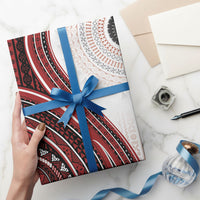 Bula Fiji Vintage Tapa Wrapping Paper Kaivity Masi Wave Motifs - Red