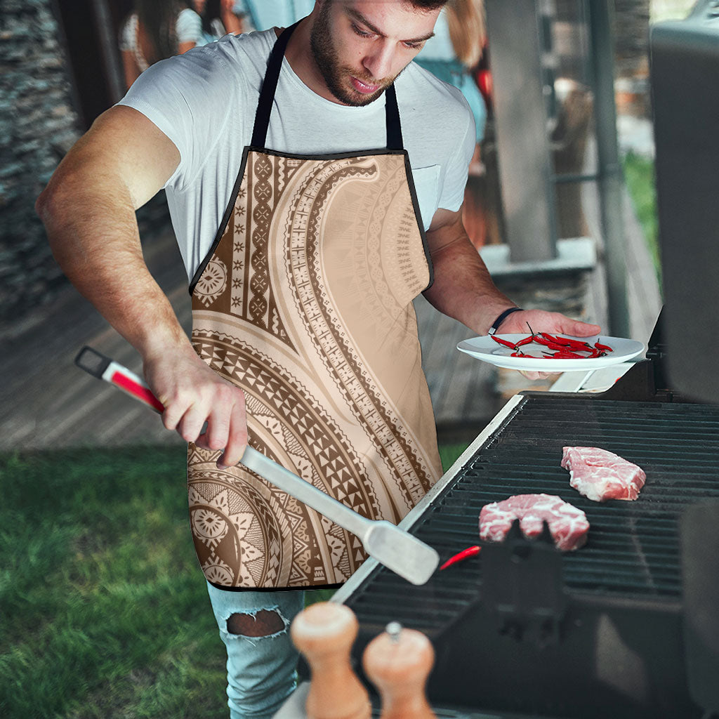 Bula Fiji Vintage Tapa Apron Kaivity Masi Wave Motifs - Mocha