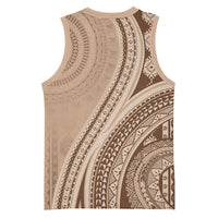 Bula Fiji Vintage Tapa Basketball Jersey Kaivity Masi Wave Motifs - Mocha LT7 - Polynesian Pride