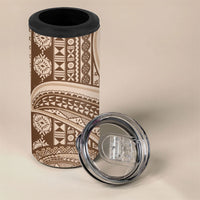 Bula Fiji Vintage Tapa 4 in 1 Can Cooler Tumbler Kaivity Masi Wave Motifs - Mocha LT7 - Polynesian Pride