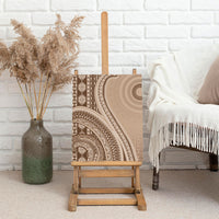 Bula Fiji Vintage Tapa Canvas Wall Art Kaivity Masi Wave Motifs - Mocha LT7 - Polynesian Pride