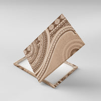 Bula Fiji Vintage Tapa Canvas Wall Art Kaivity Masi Wave Motifs - Mocha LT7 With Frame Beige - Polynesian Pride