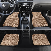 Bula Fiji Vintage Tapa Car Mats Kaivity Masi Wave Motifs - Mocha LT7 Set 4pcs Beige - Polynesian Pride