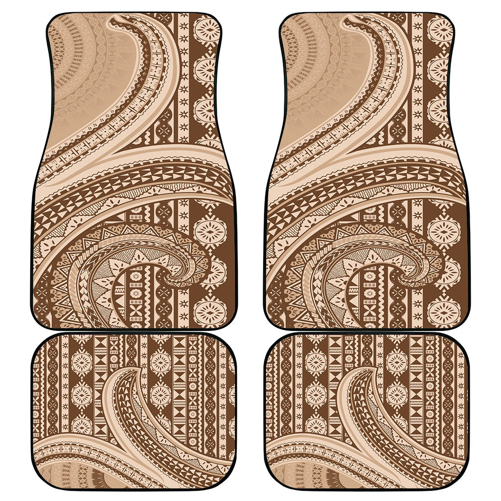 Bula Fiji Vintage Tapa Car Mats Kaivity Masi Wave Motifs - Mocha LT7 - Polynesian Pride