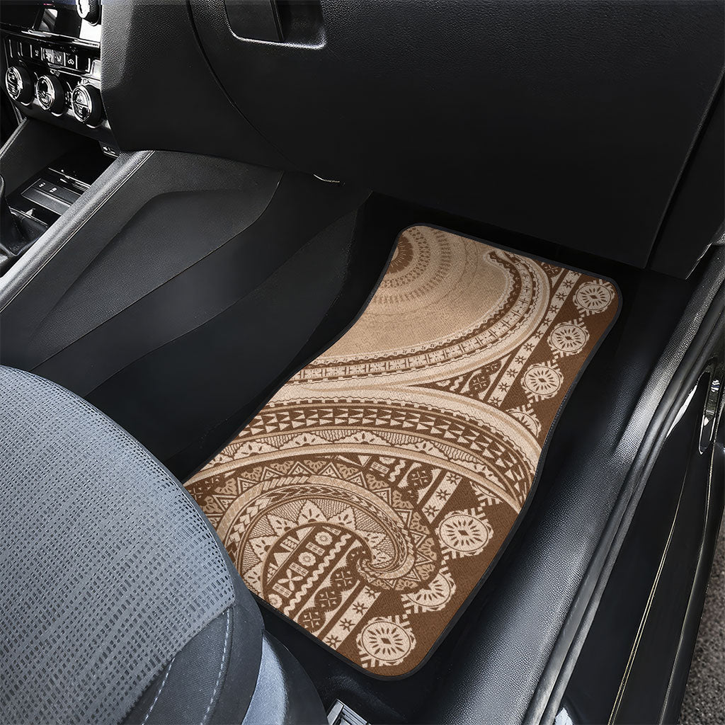 Bula Fiji Vintage Tapa Car Mats Kaivity Masi Wave Motifs - Mocha LT7 - Polynesian Pride