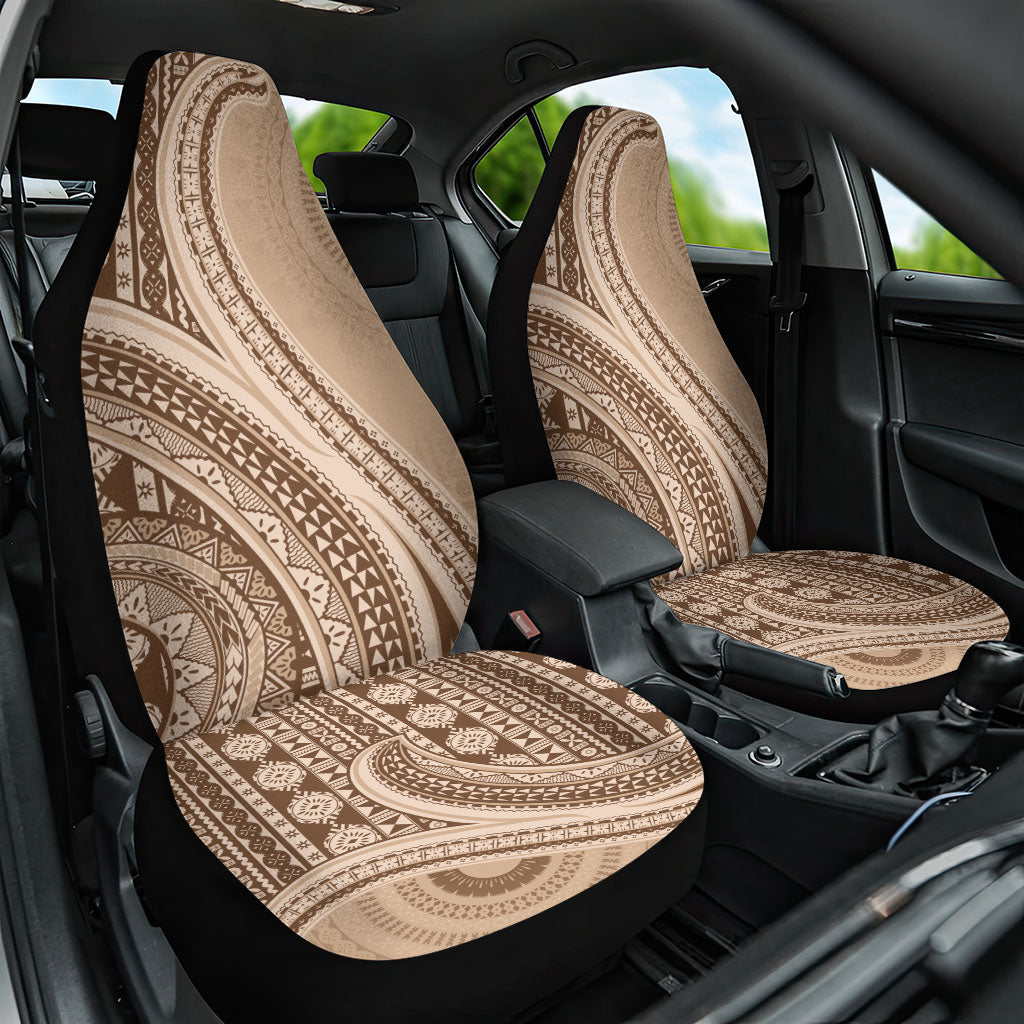 Bula Fiji Vintage Tapa Car Seat Cover Kaivity Masi Wave Motifs - Mocha LT7 One Size Beige - Polynesian Pride