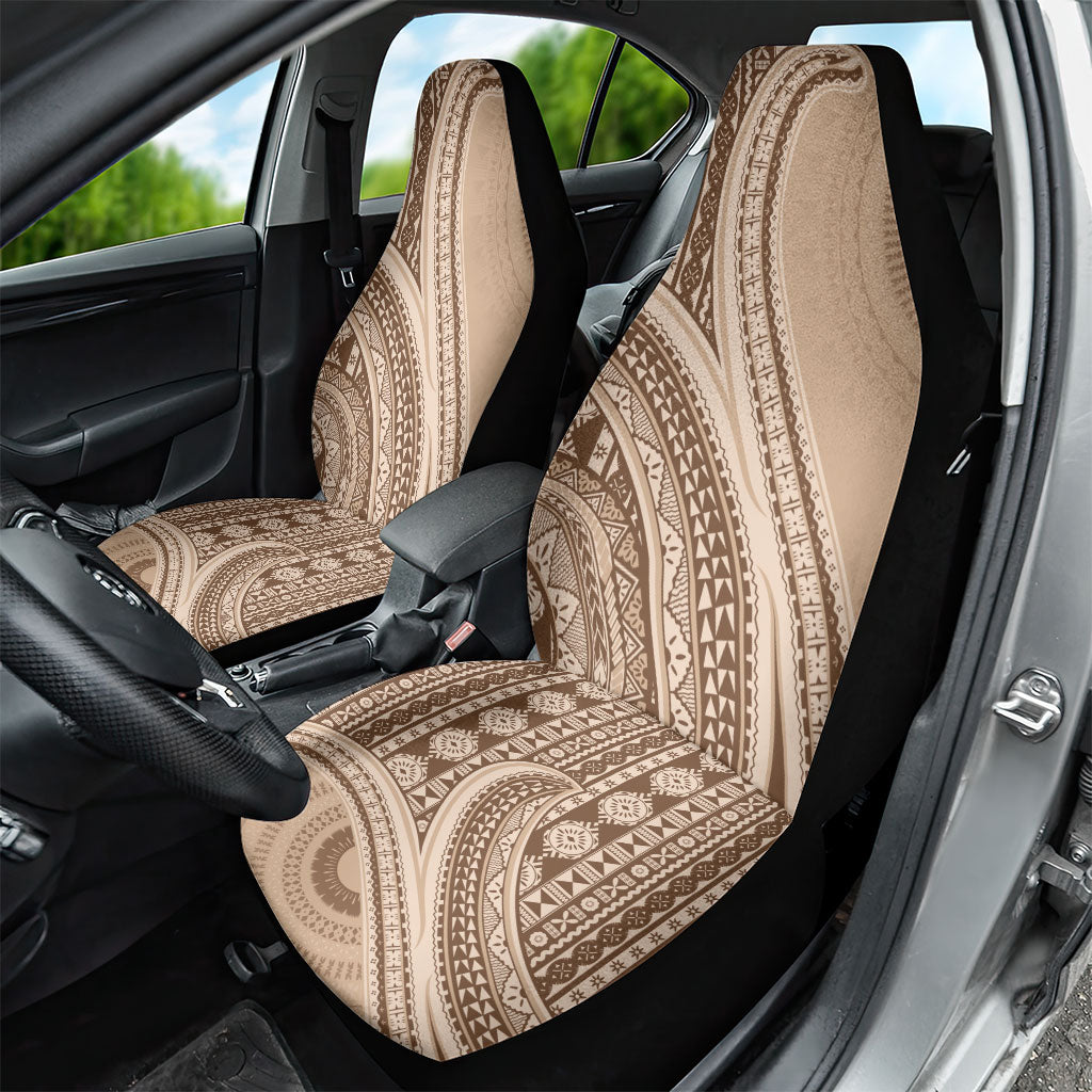 Bula Fiji Vintage Tapa Car Seat Cover Kaivity Masi Wave Motifs - Mocha LT7 - Polynesian Pride