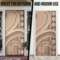 Bula Fiji Vintage Tapa Door Cover Kaivity Masi Wave Motifs - Mocha