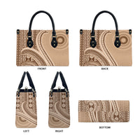 Bula Fiji Vintage Tapa Leather Bag Kaivity Masi Wave Motifs - Mocha