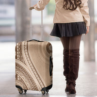 Bula Fiji Vintage Tapa Luggage Cover Kaivity Masi Wave Motifs - Mocha