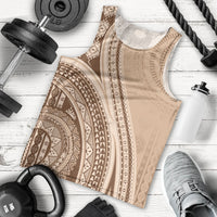 Bula Fiji Vintage Tapa Men Tank Top Kaivity Masi Wave Motifs - Mocha