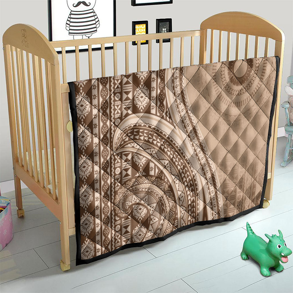 Bula Fiji Vintage Tapa Quilt Kaivity Masi Wave Motifs - Mocha