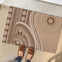 Bula Fiji Vintage Tapa Rubber Doormat Kaivity Masi Wave Motifs - Mocha