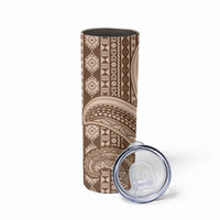 Bula Fiji Vintage Tapa Skinny Tumbler Kaivity Masi Wave Motifs - Mocha LT7 - Polynesian Pride