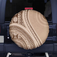 Bula Fiji Vintage Tapa Spare Tire Cover Kaivity Masi Wave Motifs - Mocha LT7 No hole Beige - Polynesian Pride