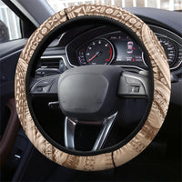 Bula Fiji Vintage Tapa Steering Wheel Cover Kaivity Masi Wave Motifs - Mocha