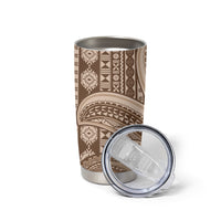 Bula Fiji Vintage Tapa Tumbler Cup Kaivity Masi Wave Motifs - Mocha