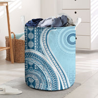 Bula Fiji Vintage Tapa Laundry Basket Kaivity Masi Wave Motifs - Turquoise LT7 Turquoise - Polynesian Pride