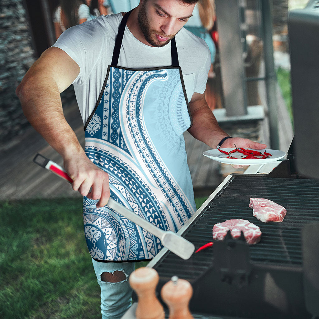 Bula Fiji Vintage Tapa Apron Kaivity Masi Wave Motifs - Turquoise