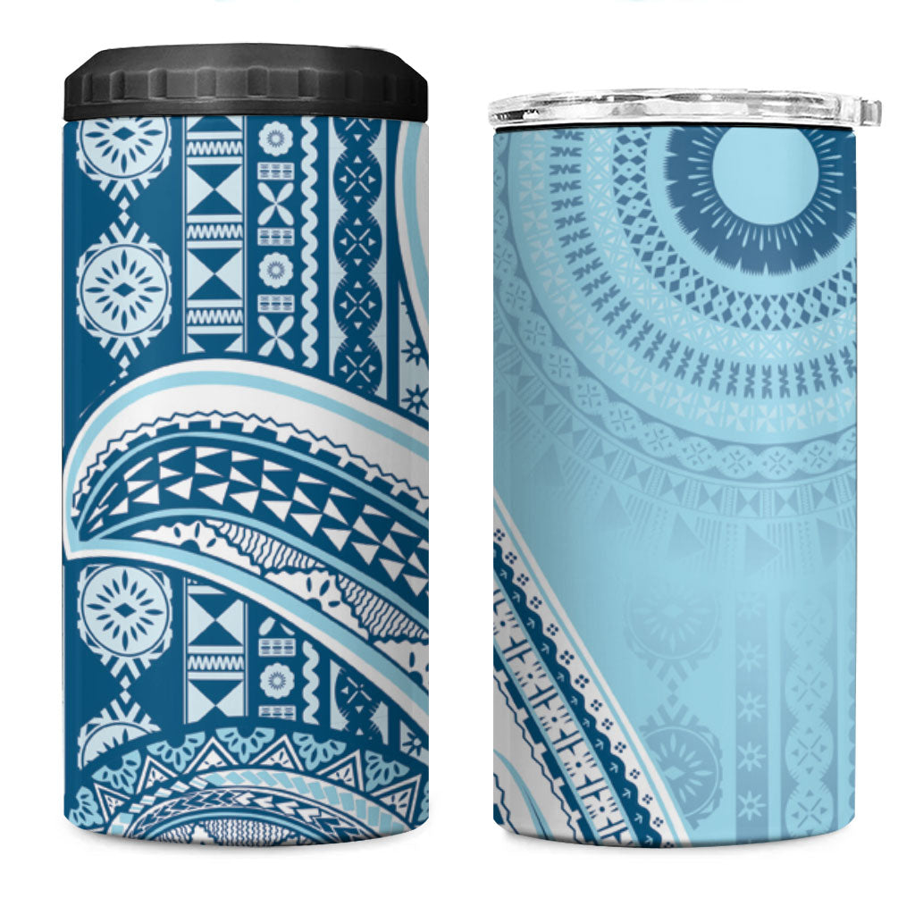 Bula Fiji Vintage Tapa 4 in 1 Can Cooler Tumbler Kaivity Masi Wave Motifs - Turquoise LT7 One Size: 16 oz Turquoise - Polynesian Pride