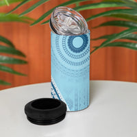 Bula Fiji Vintage Tapa 4 in 1 Can Cooler Tumbler Kaivity Masi Wave Motifs - Turquoise LT7 - Polynesian Pride