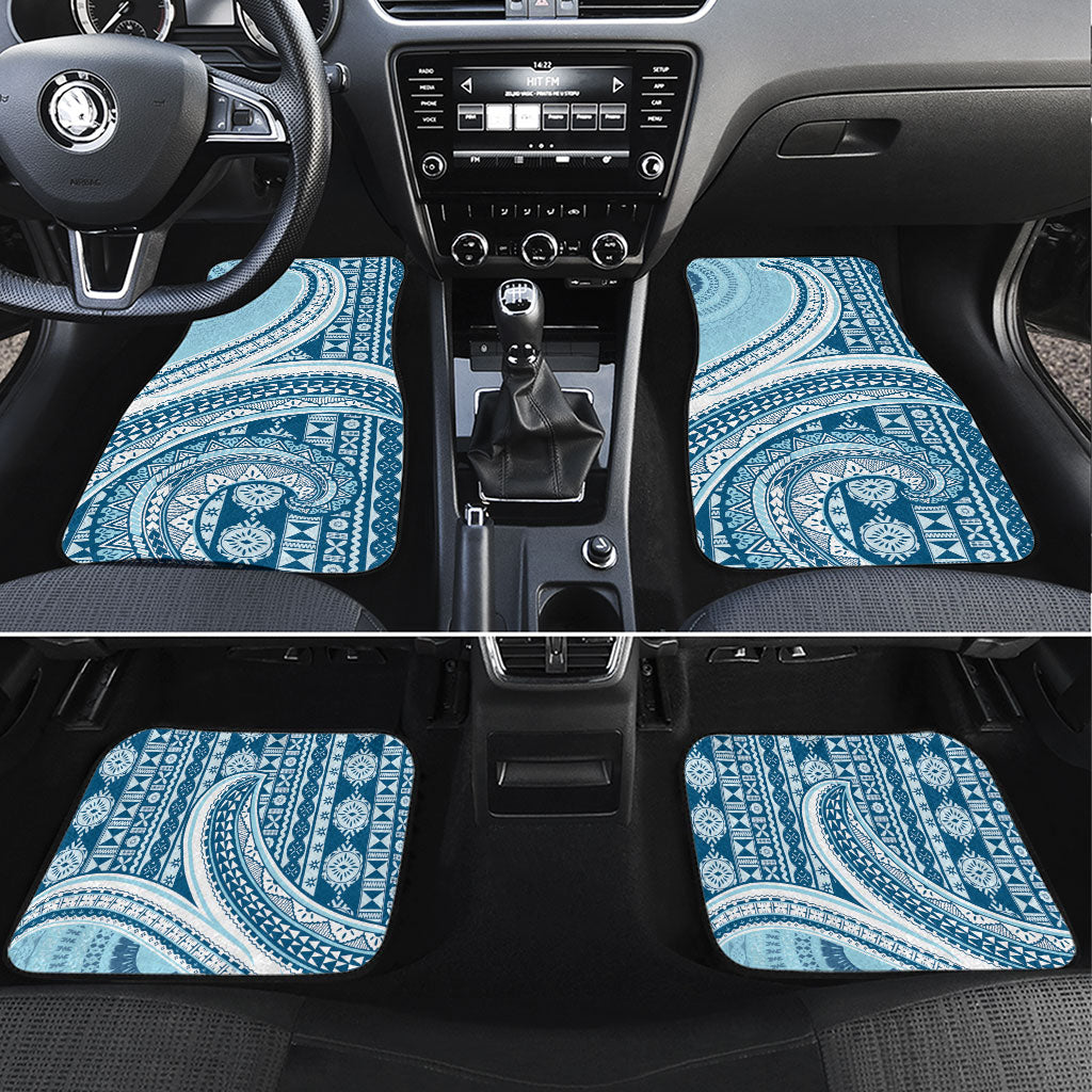 Bula Fiji Vintage Tapa Car Mats Kaivity Masi Wave Motifs - Turquoise LT7 Set 4pcs Turquoise - Polynesian Pride