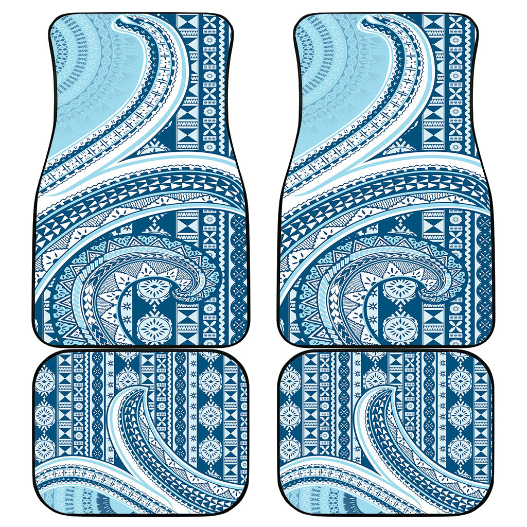 Bula Fiji Vintage Tapa Car Mats Kaivity Masi Wave Motifs - Turquoise LT7 - Polynesian Pride
