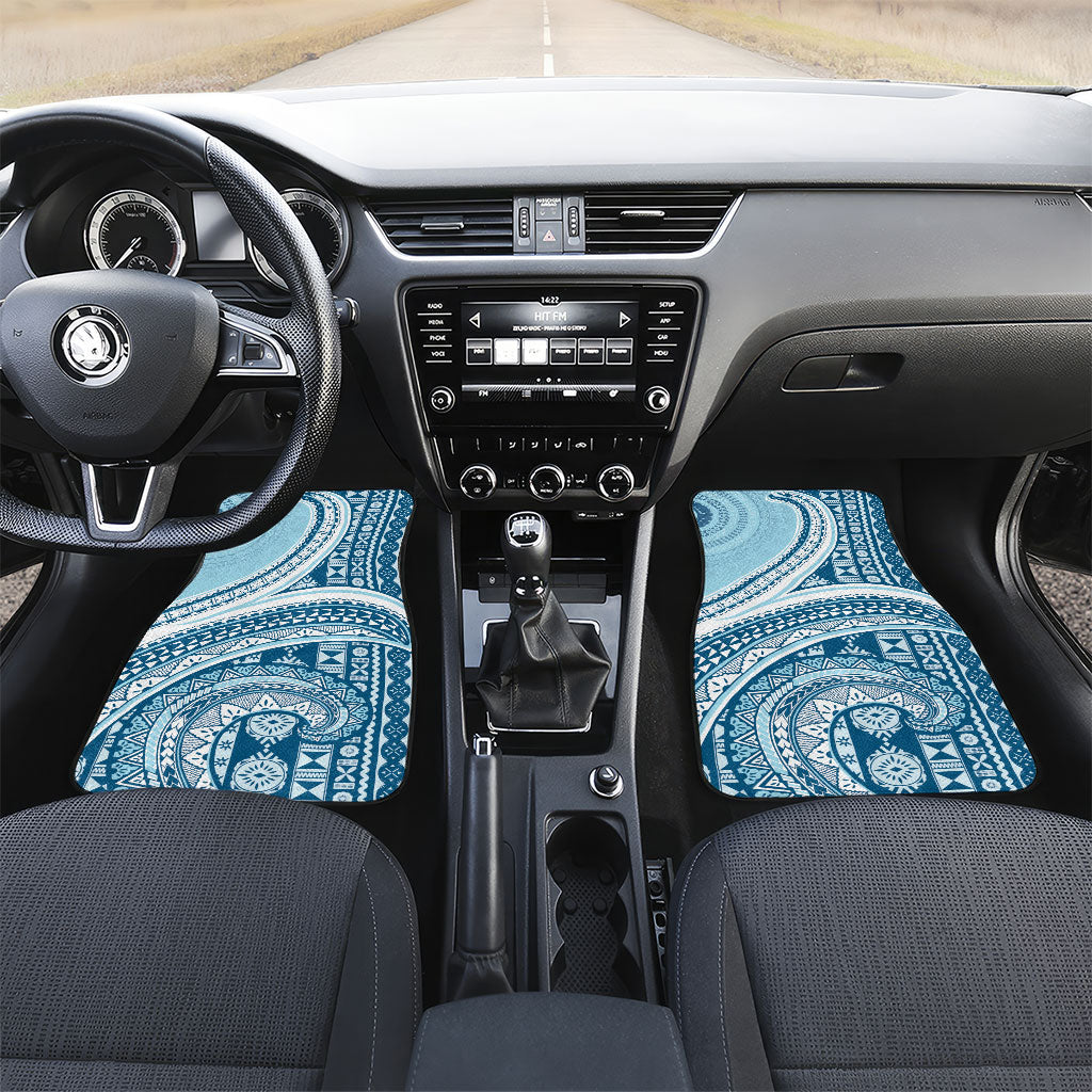 Bula Fiji Vintage Tapa Car Mats Kaivity Masi Wave Motifs - Turquoise LT7 Set 2pcs - Front Turquoise - Polynesian Pride