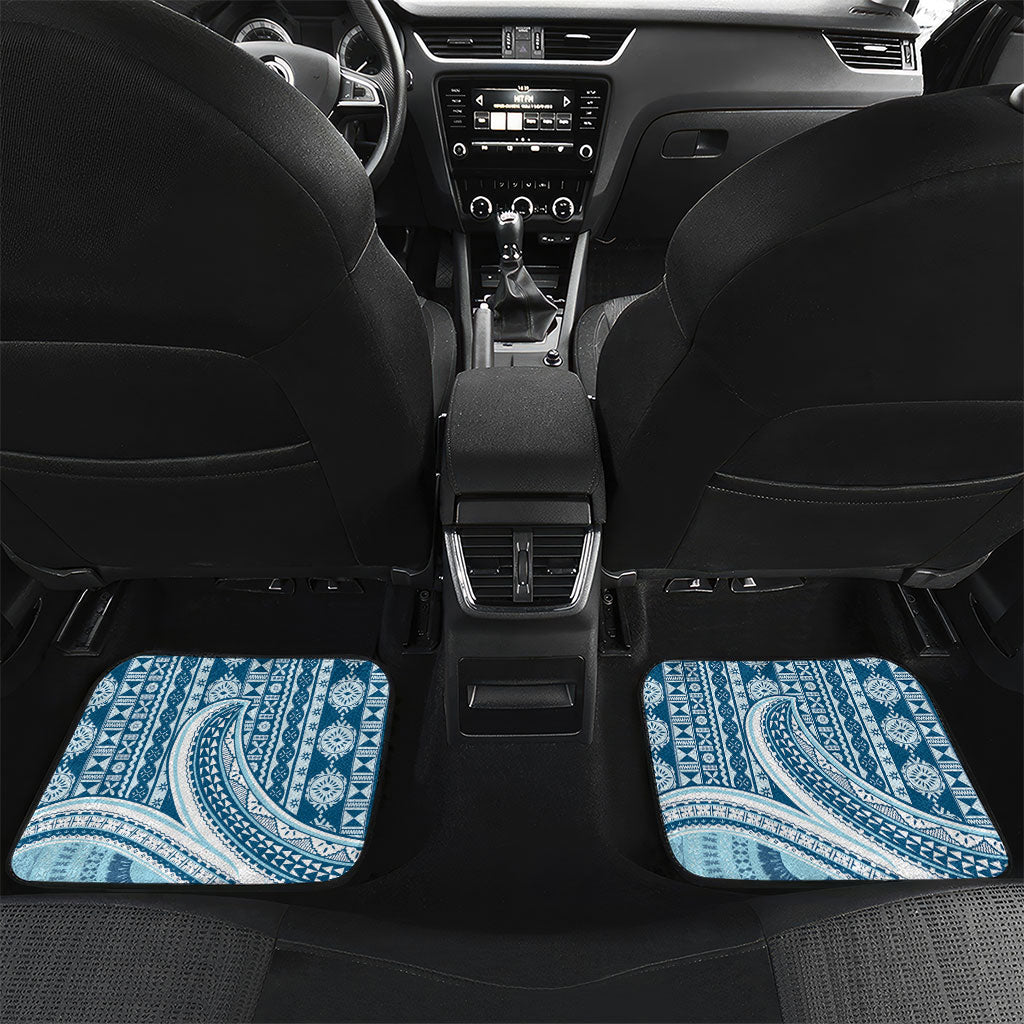 Bula Fiji Vintage Tapa Car Mats Kaivity Masi Wave Motifs - Turquoise LT7 Set 2pcs - Back Turquoise - Polynesian Pride