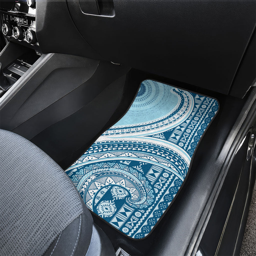 Bula Fiji Vintage Tapa Car Mats Kaivity Masi Wave Motifs - Turquoise LT7 - Polynesian Pride