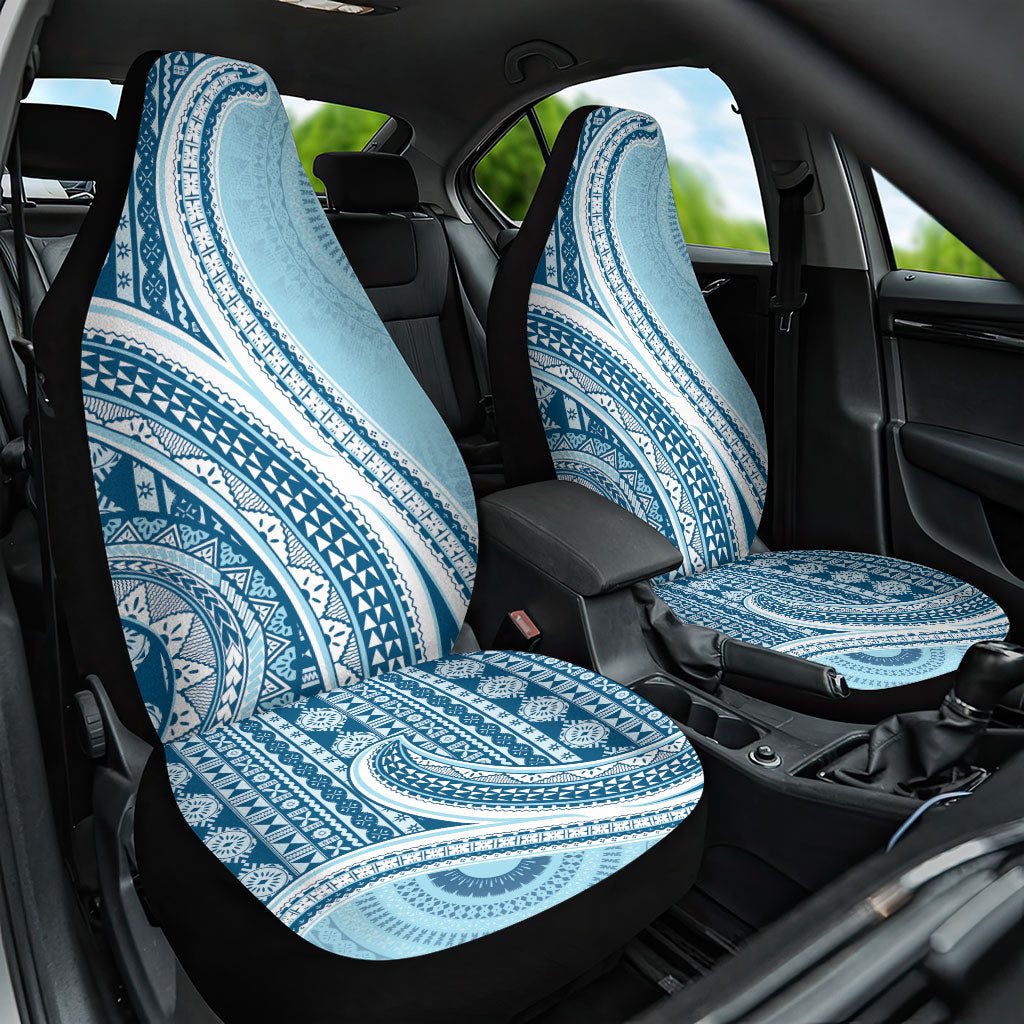 Bula Fiji Vintage Tapa Car Seat Cover Kaivity Masi Wave Motifs - Turquoise LT7 One Size Turquoise - Polynesian Pride