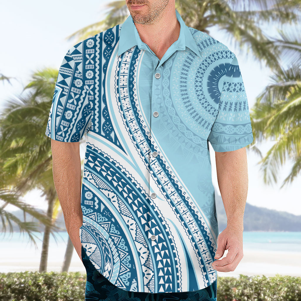 Bula Fiji Vintage Tapa Hawaiian Shirt Kaivity Masi Wave Motifs - Turquoise