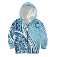 Bula Fiji Vintage Tapa Kid Hoodie Kaivity Masi Wave Motifs - Turquoise LT7 Zip Hoodie Turquoise - Polynesian Pride