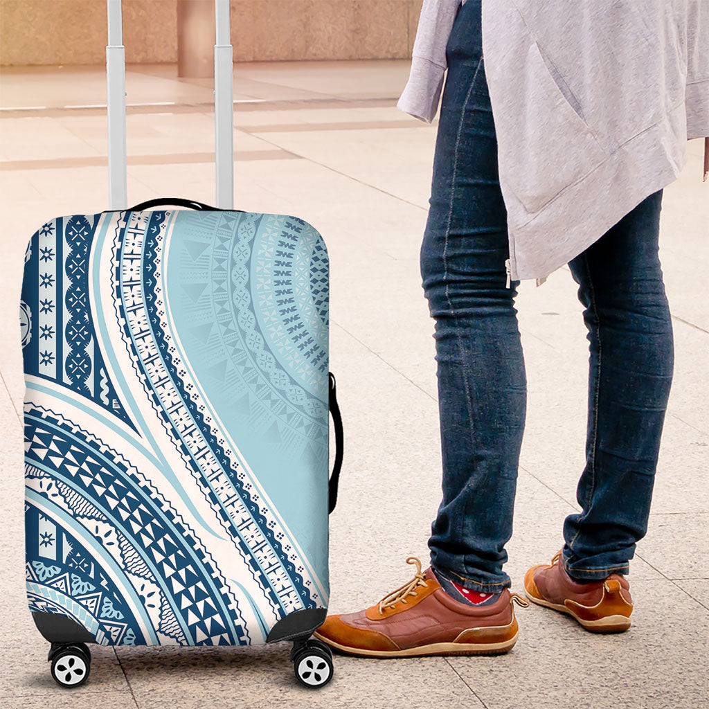 Bula Fiji Vintage Tapa Luggage Cover Kaivity Masi Wave Motifs - Turquoise LT7 Turquoise - Polynesian Pride