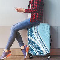Bula Fiji Vintage Tapa Luggage Cover Kaivity Masi Wave Motifs - Turquoise LT7 - Polynesian Pride