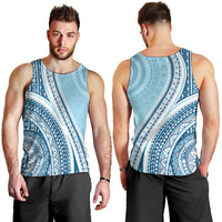 Bula Fiji Vintage Tapa Men Tank Top Kaivity Masi Wave Motifs - Turquoise