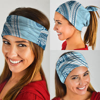 Bula Fiji Vintage Tapa Neck Gaiter Kaivity Masi Wave Motifs - Turquoise