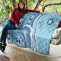 Bula Fiji Vintage Tapa Quilt Kaivity Masi Wave Motifs - Turquoise LT7 - Polynesian Pride