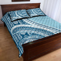 Bula Fiji Vintage Tapa Quilt Bed Set Kaivity Masi Wave Motifs - Turquoise