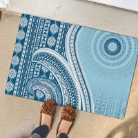 Bula Fiji Vintage Tapa Rubber Doormat Kaivity Masi Wave Motifs - Turquoise