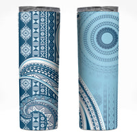 Bula Fiji Vintage Tapa Skinny Tumbler Kaivity Masi Wave Motifs - Turquoise LT7 Turquoise - Polynesian Pride