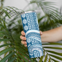 Bula Fiji Vintage Tapa Skinny Tumbler Kaivity Masi Wave Motifs - Turquoise LT7 - Polynesian Pride