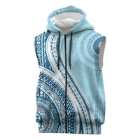 Bula Fiji Vintage Tapa Sleeveless Zip Hoodie Kaivity Masi Wave Motifs - Turquoise LT7 Turquoise - Polynesian Pride