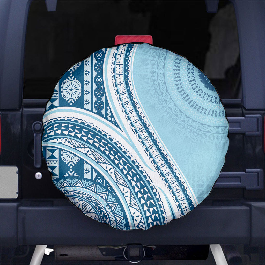 Bula Fiji Vintage Tapa Spare Tire Cover Kaivity Masi Wave Motifs - Turquoise LT7 No hole Turquoise - Polynesian Pride